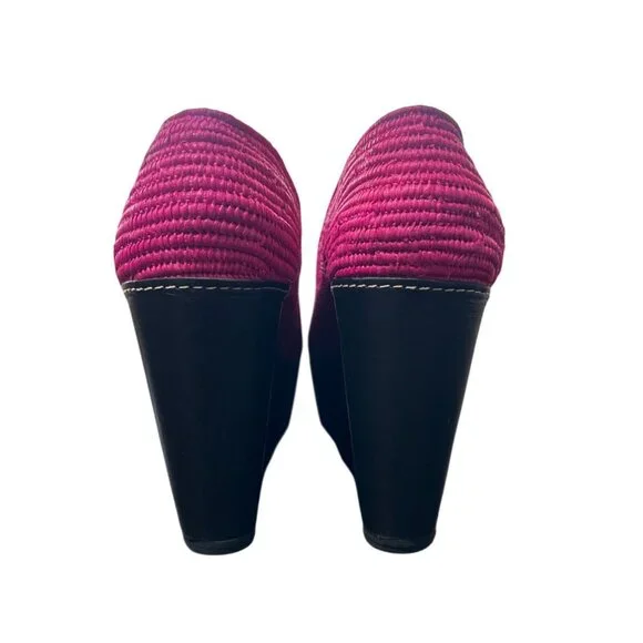 Carven x Robert Clergerie Pink Raffia Platform Wedge Loafer Size 40 / US 9.5 - Picture 6 of 9